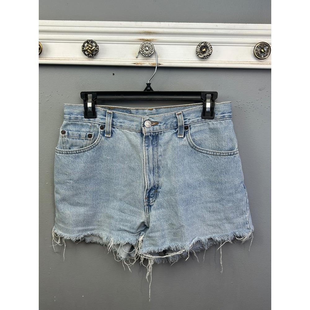 Levi's Denim Shorts Womens 28 Light Blue Vintage High Rise Cut Off Frayed Hem